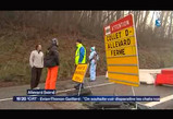 La route du Collet d'Allevard coupe par un glissement de terrain